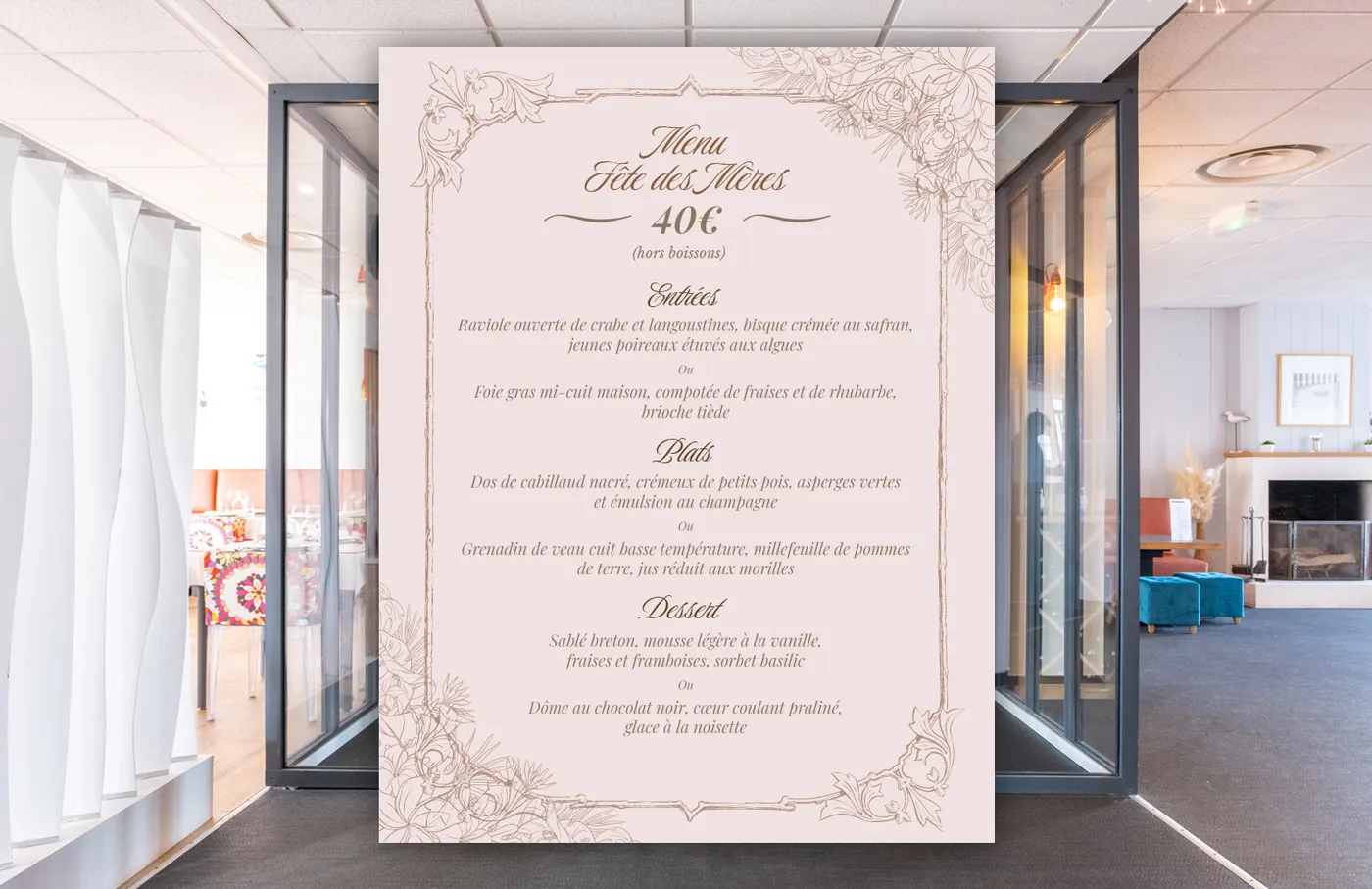Menu spécial Fête des Mères dans notre restaurant La Table de Grignon